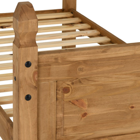 Corona 3FT Bed High Foot End - Distressed Waxed Pine